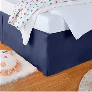(2) Amazon Basics Lightweight Kids Pleated Bed Skirt - Twin, Navy